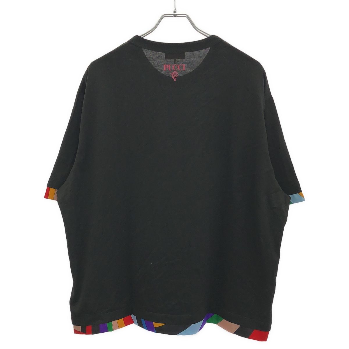 EMILIO PUCCI エミリオプッチ スカーフレイヤード デザインTシャツ 4 UTP 45 ブラック L