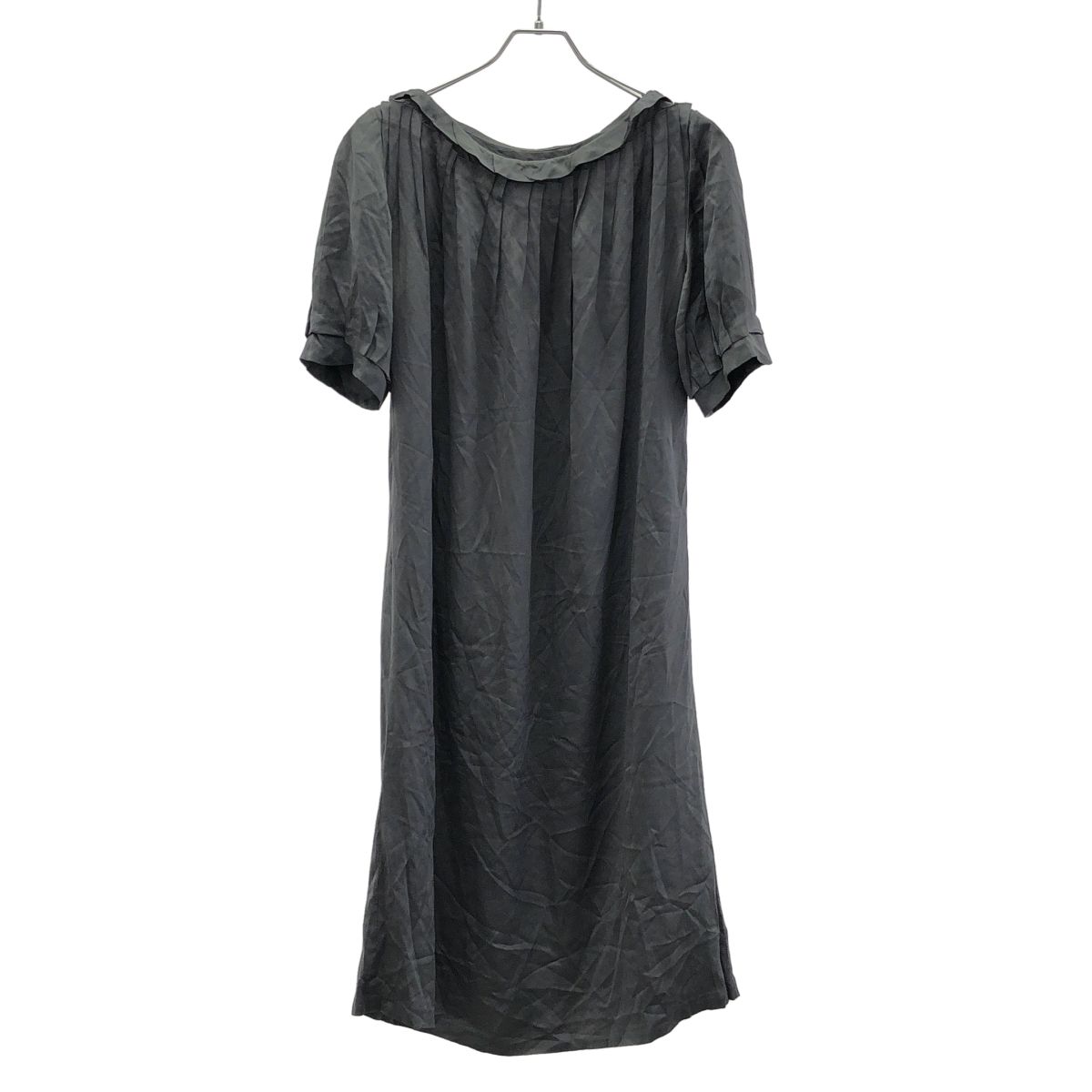 YVES SAINT LAURENT rive gauche イヴサンローラン リヴゴーシュ シルクサテン ドレスワンピース ブルーグレー系 M