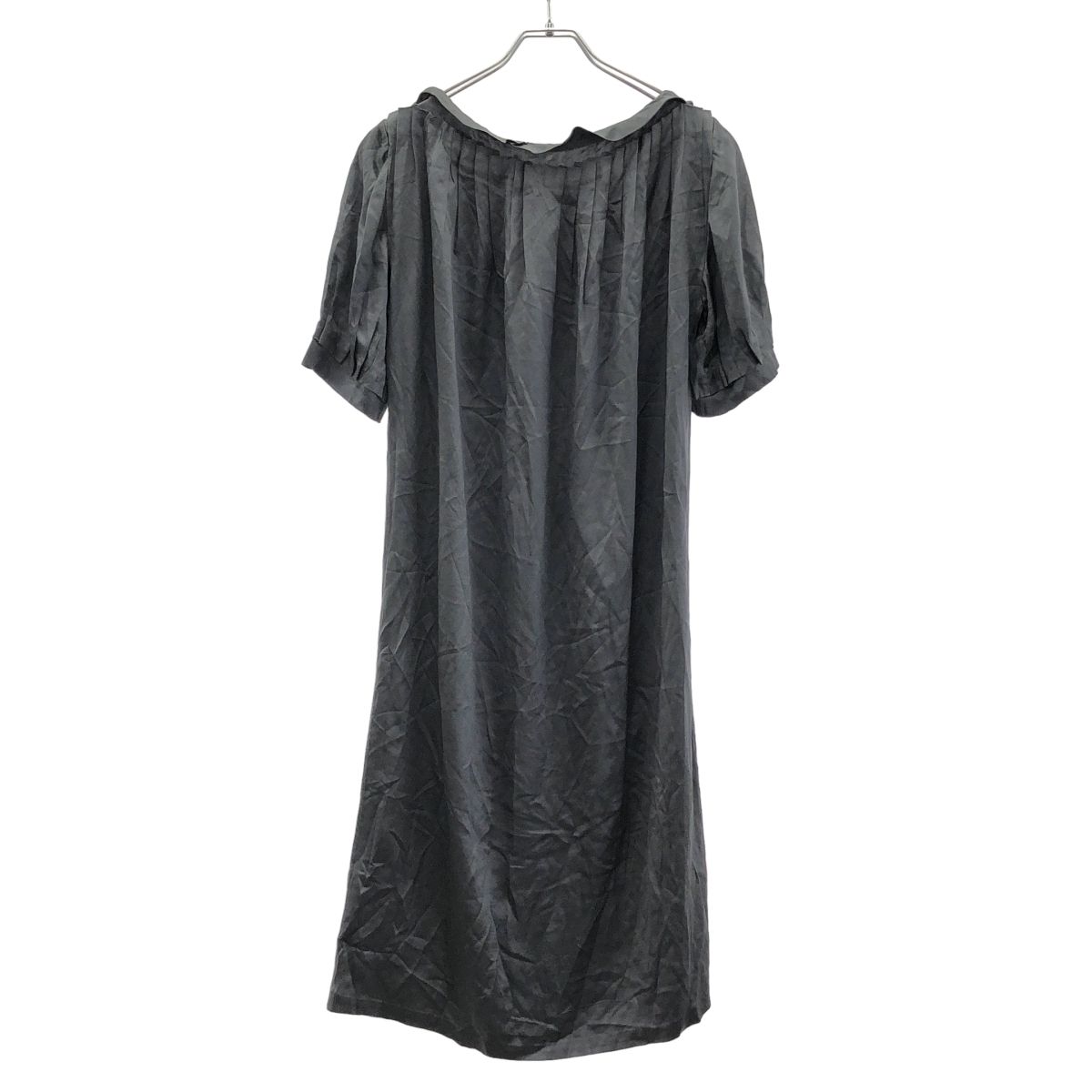 YVES SAINT LAURENT rive gauche イヴサンローラン リヴゴーシュ シルクサテン ドレスワンピース ブルーグレー系 M