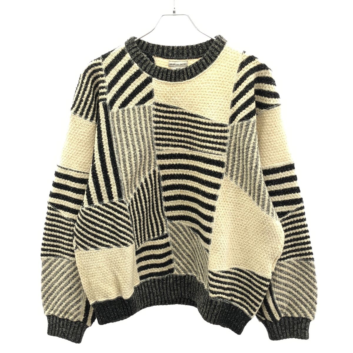 DRIES VAN NOTEN ドリスヴァンノッテン パッチワークニットセーター アイボリー 46
