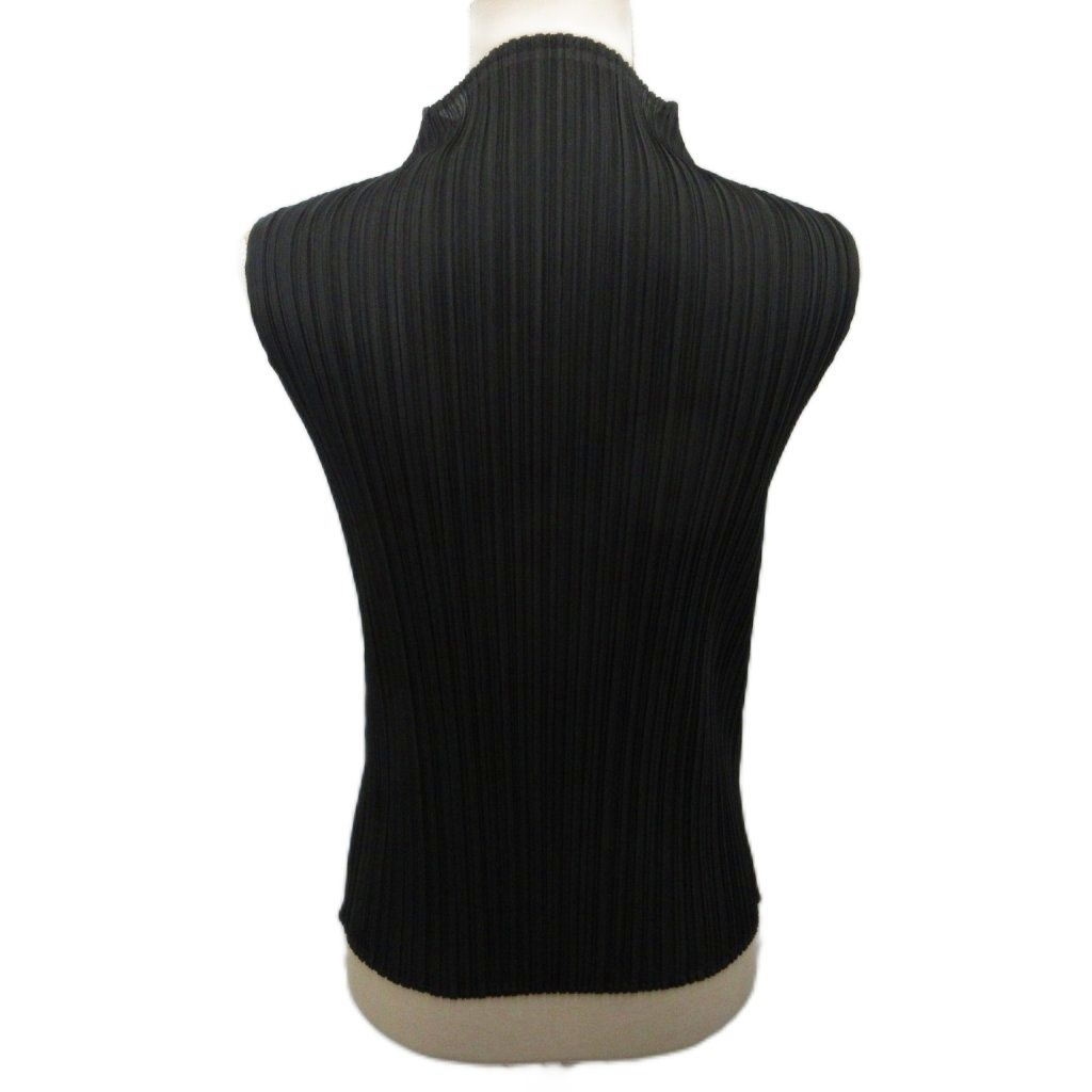 プリーツプリーズ PLEATS PLEASE BASICS プリーツカットソー ノースリーブ モックネック 3 L 黒 ブラック