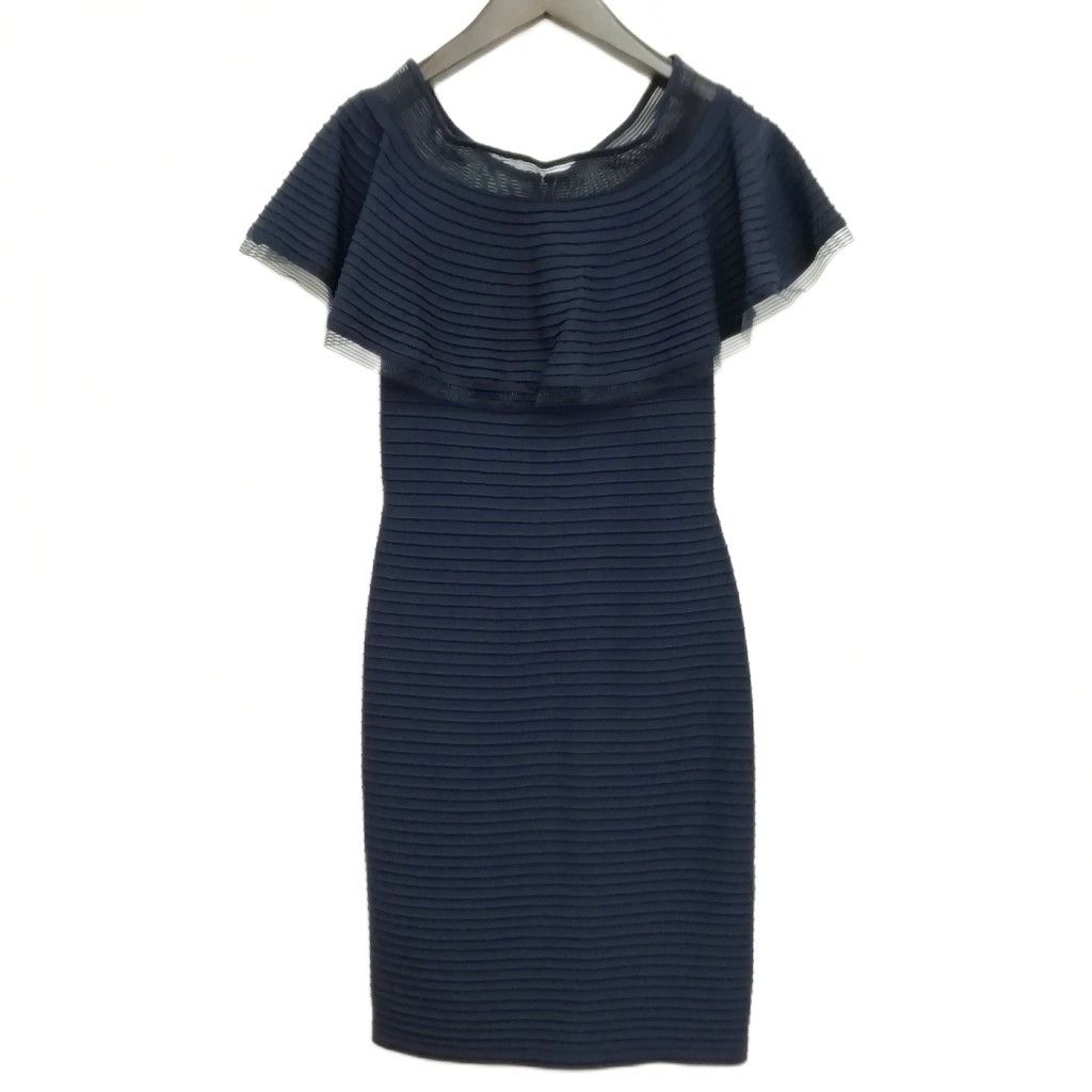 タダシショージ TADASHI SHOJI 6L16507M ドレープ ワンピース ドレス XS ネイビー