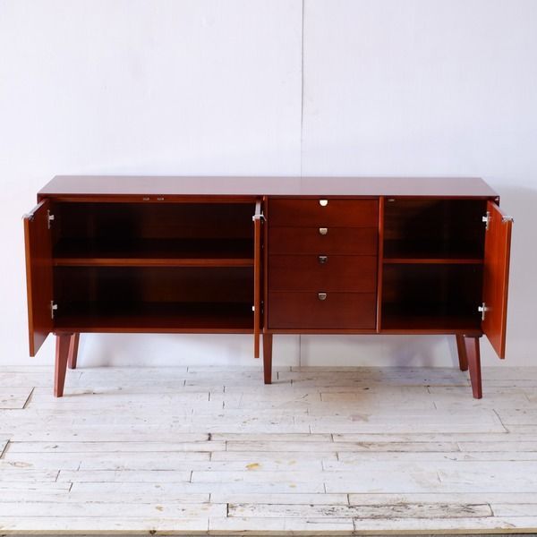 北欧ヴィンテージ調 リビングボード サイドボード 木製 引き出し付き 完成品