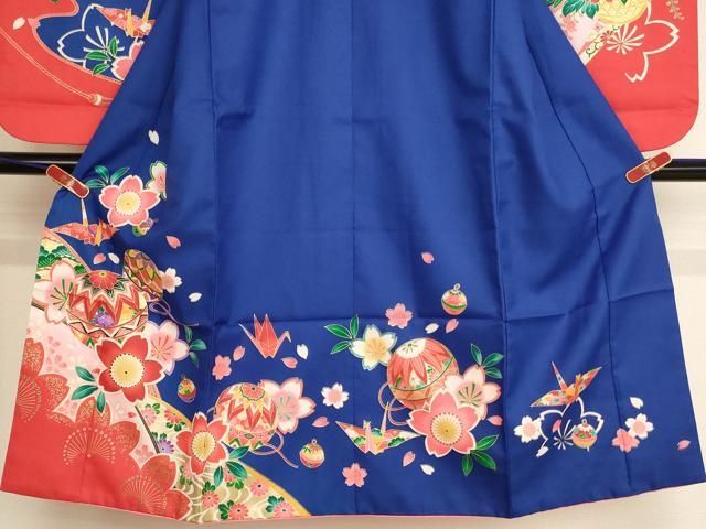 平和屋着物[]七五三 女の子 7歳 祝着 四つ身 桜手毬文 暈し染め
