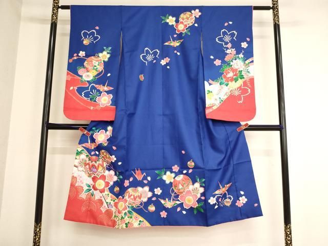 平和屋着物[]七五三 女の子 7歳 祝着 四つ身 桜手毬文 暈し染め