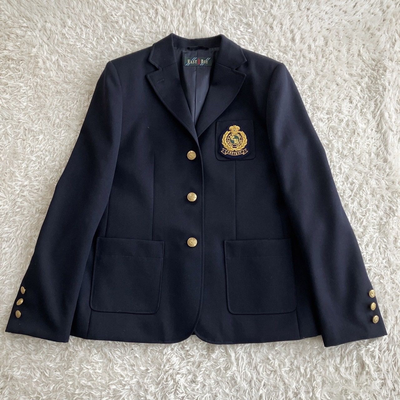 EASTBOY イーストボーイ ブレザー スカート ネクタイ 3点セット セットアップ 紺ブレ 金ボタン ワッペン サイズ11号