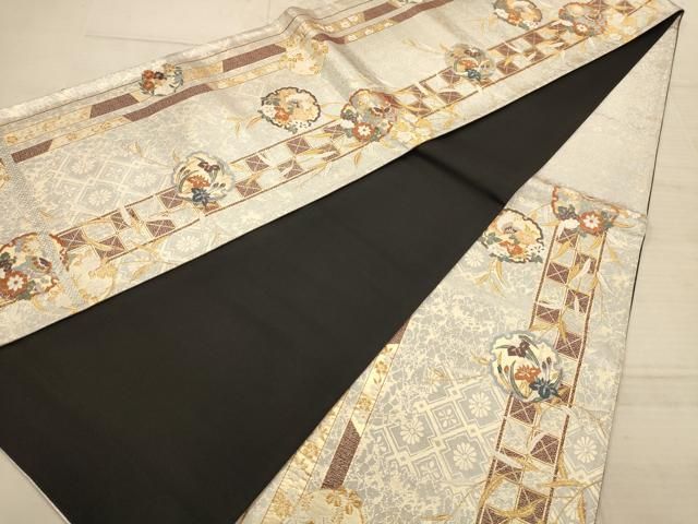 平和屋着物◎六通柄袋帯 唐織 雪輪花文 金糸 正絹 逸品 AABC3041dt