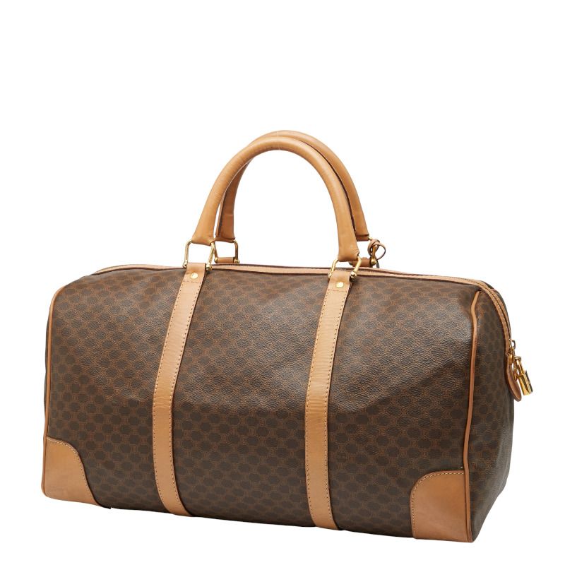 セリーヌ マカダム ボストンバッグ トラベルバッグ ブラウン ベージュ PVC レザー レディース CELINE 1-0236903