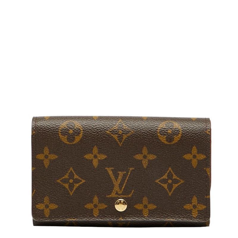 ルイ ヴィトン モノグラム ポルトフォイユ トレゾール M61736 ブラウン PVC レザー レディース LOUIS VUITTON 227-37419