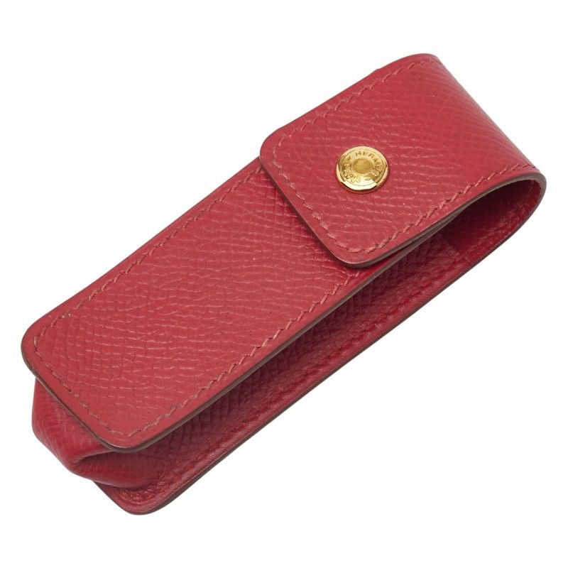 エルメス ガムケース リップケース 印鑑ケース レッド レザー レディース HERMES 1-0237855