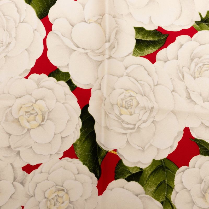 シャネル カメリア モチーフ レッド ホワイト グリーン シルク レディース CHANEL 1-0238104