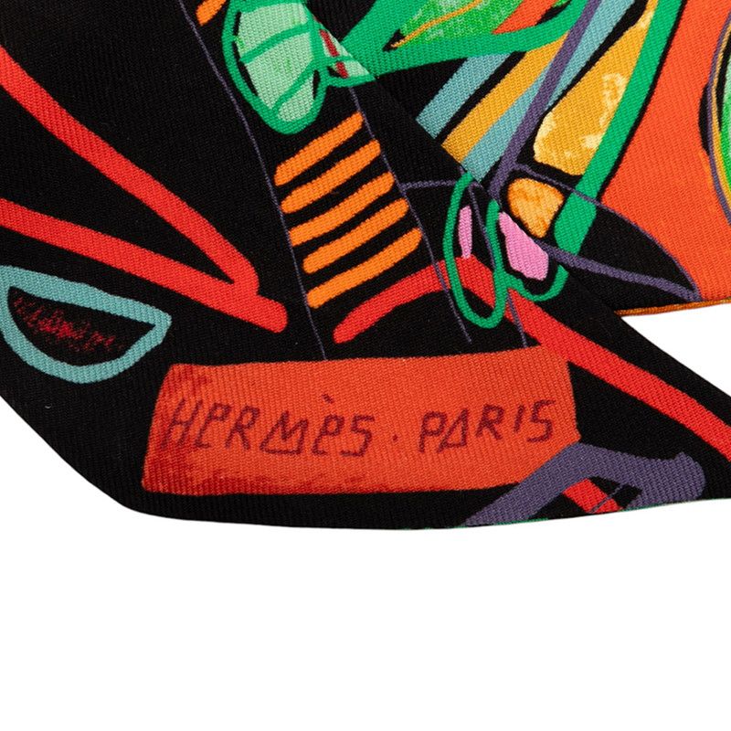 エルメス ツイリー MODERNISME TROPICAL 熱帯のモダニズム ブラック マルチ シルク レディース HERMES 1-0238111