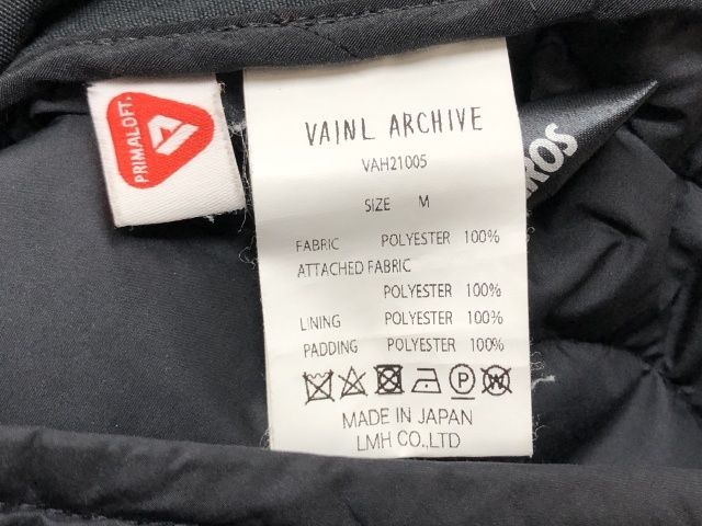 VAINL ARCHIVE ヴァイナルアーカイブ キルティングジャケット VAH21005 ブラック M 111417350 KANDAIZUMI_COM