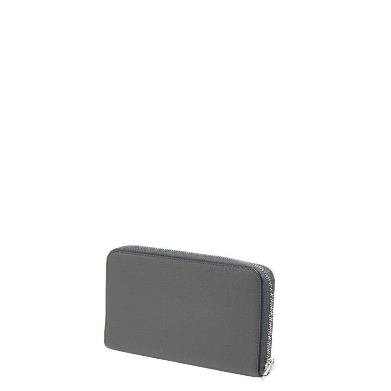 サルヴァトーレフェラガモ ガンチーニ ラウンドファスナー 長財布 グレー レザー レディース Salvatore Ferragamo 222-38646
