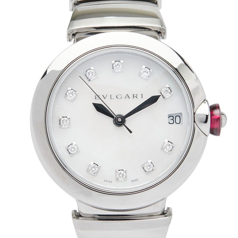 ブルガリ ルチェア 11P シェル文字盤 LU33WSSD 11 ステンレススチール レディース BVLGARI 1-0238720