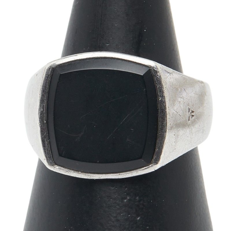 TOM WOOD シグネットリング クッション リング 指輪 62 シルバー ブラック SV 925 オニキス メンズ 1 0239148