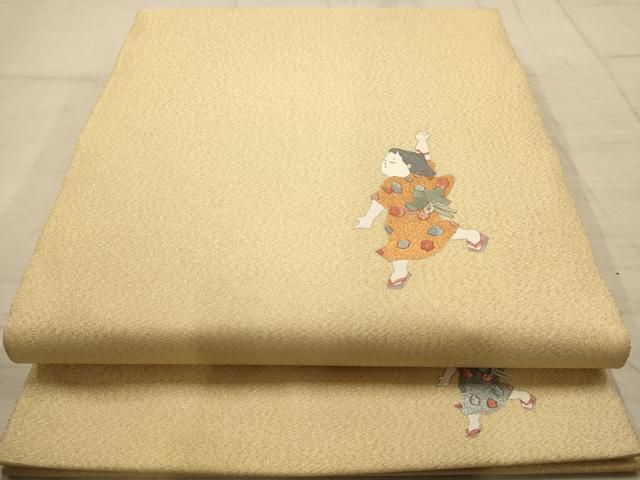 平和屋着物 太鼓柄京袋帯 犬 金糸 正絹 逸品 AAAN7949pf(仕立て上がり