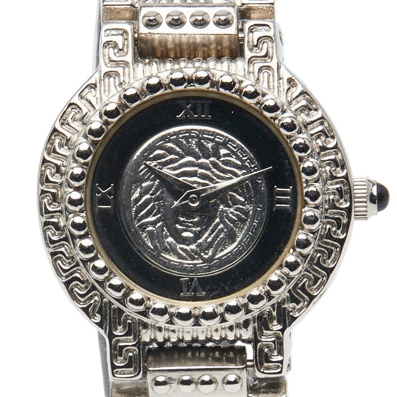 ヴェルサーチェ メデューサ シルバー ブラック ステンレススチール レザー レディース VERSACE 1-0239834
