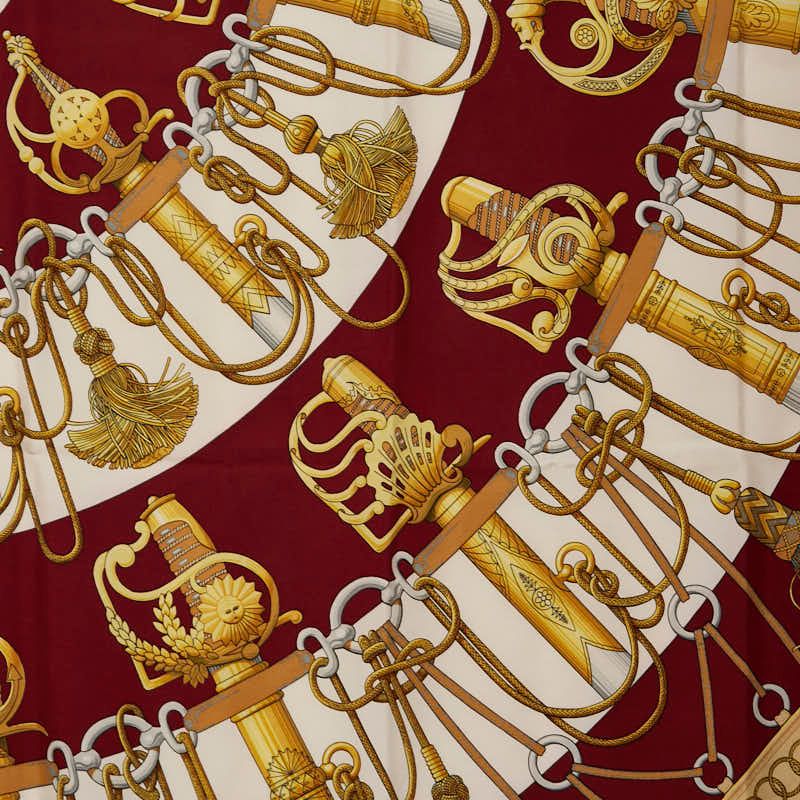 エルメス カレ90 Cliquetis クリケティス レッド ゴールド マルチ シルク レディース HERMES 1-0239843