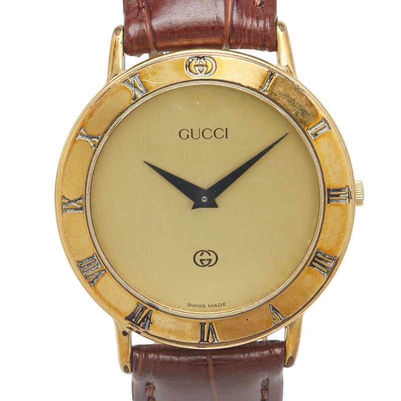 グッチ インターロッキングG ベルト 社外品 3000M ゴールド ブラウン メッキ レザー レディース GUCCI 1-0239878