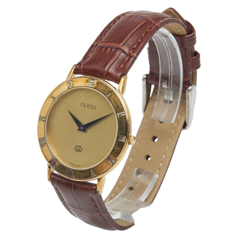 グッチ インターロッキングG ベルト 社外品 3000M ゴールド ブラウン メッキ レザー レディース GUCCI 1-0239878