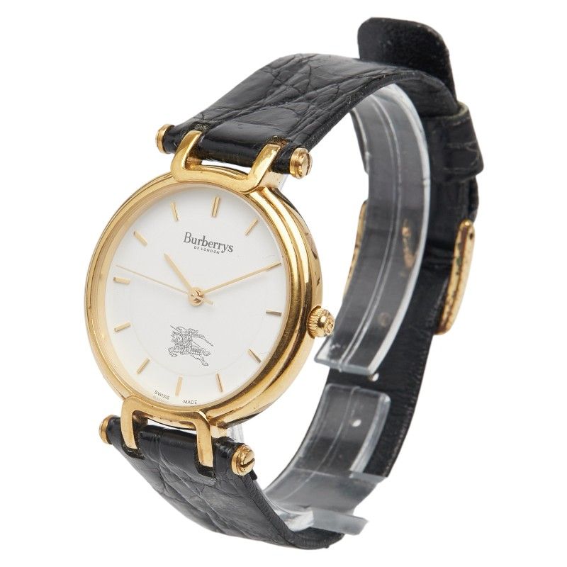 バーバリー ロゴ シャドーホース 3200 ブラウン ゴールド ステンレススチール レザー レディース BURBERRY 1-0240146