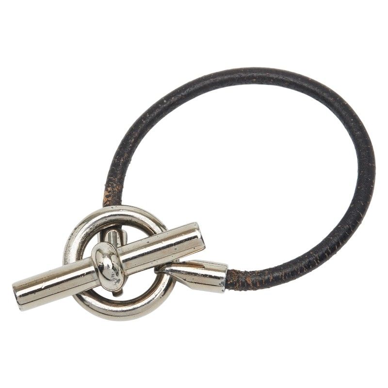 エルメス グレナン シルバー ブラック メタル レザー レディース HERMES 1-0240182