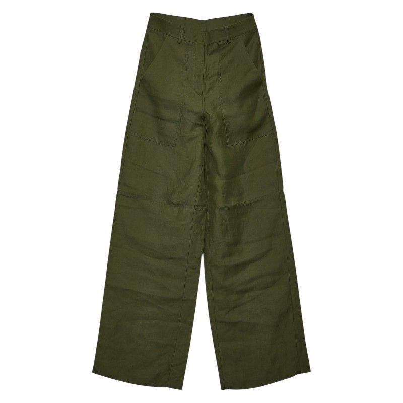 サルヴァトーレフェラガモ ワイドパンツ サイズ 38 カーキ コットン レディース Salvatore Ferragamo 1-0240226