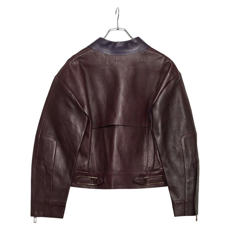 トッズ レザージャケット サイズ 40 ワインレッド パープル レザー レディース TOD’S 1-0240227