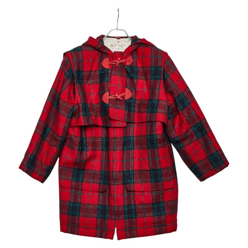 ディオール スポーツ チェックコート ダッフルコート サイズ M レッド マルチ ウール レディース Dior 1-0240228