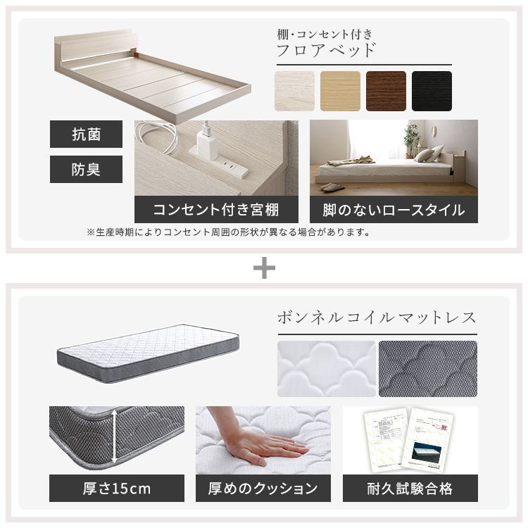 ボンネルコイルマットレスセット 宮棚