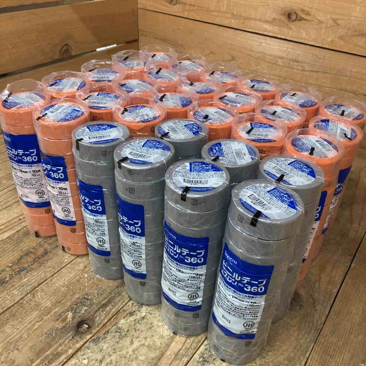 セキスイ SEKISUI 積水 エスロンテープ No.360 V360R01 塩化ビニル 0.2mmx19mmx10ｍ オレンジ 230個 グレー70個 計300個 所沢店 BRIGHTFACE_UK