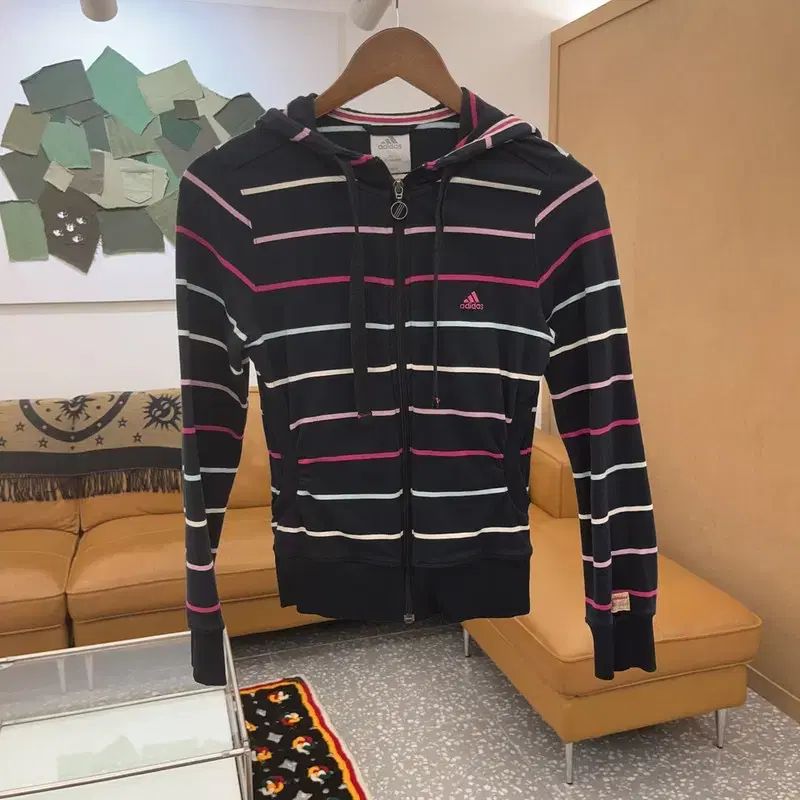 アディダス 刺繍 ロゴ Y2K ストライプ フード ジップアップ 85 C06387 GULLKHAN_COM