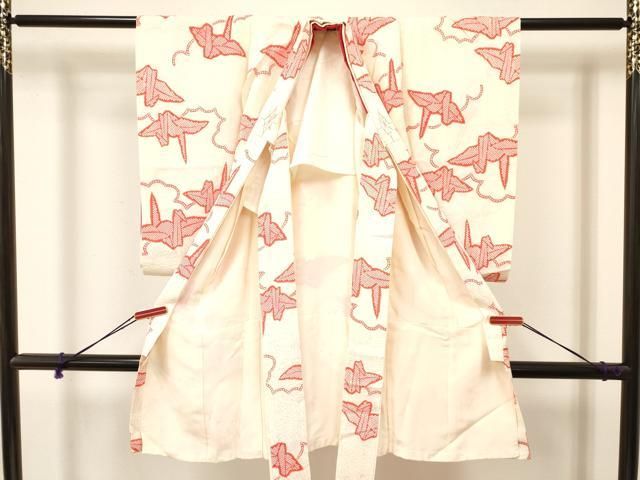 平和屋着物[]お宮参り　女の子　祝着　産着　初着　のしめ　肌襦袢付き　折り鶴　逸品　DAAY3029ma