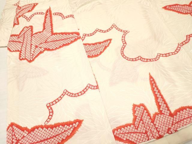 平和屋着物[]お宮参り　女の子　祝着　産着　初着　のしめ　肌襦袢付き　折り鶴　逸品　DAAY3029ma