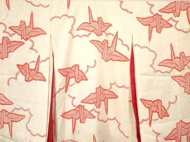 平和屋着物[]お宮参り　女の子　祝着　産着　初着　のしめ　肌襦袢付き　折り鶴　逸品　DAAY3029ma