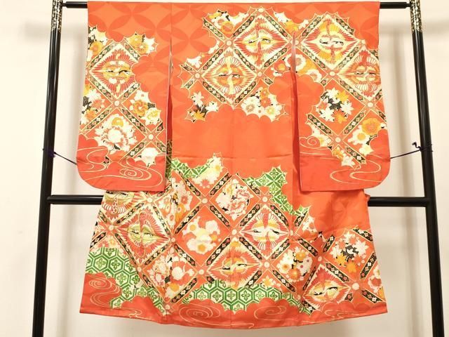 超激得，最新作 平和屋着物[]七五三 女の子 7歳 祝着 四つ身 袋帯