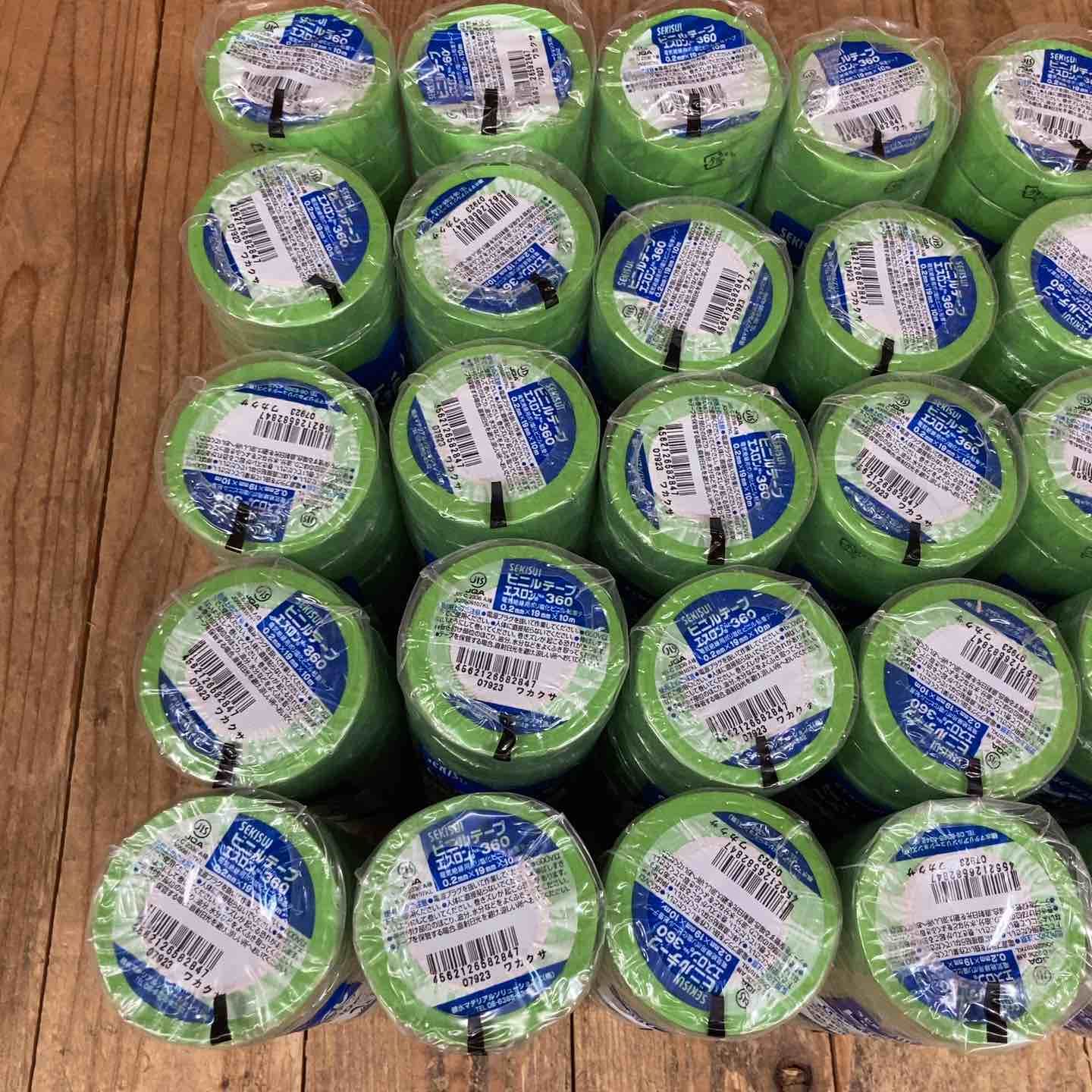 セキスイ SEKISUI 積水 エスロンテープ No.360 V360R01 塩化ビニル 0.2mmx19mmx10ｍ 緑 300個 所沢店 LAWEED_CL