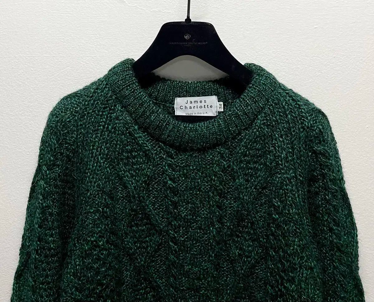 ジェームスシャーロット グリーン ケーブル ニット セーター James Charlotte