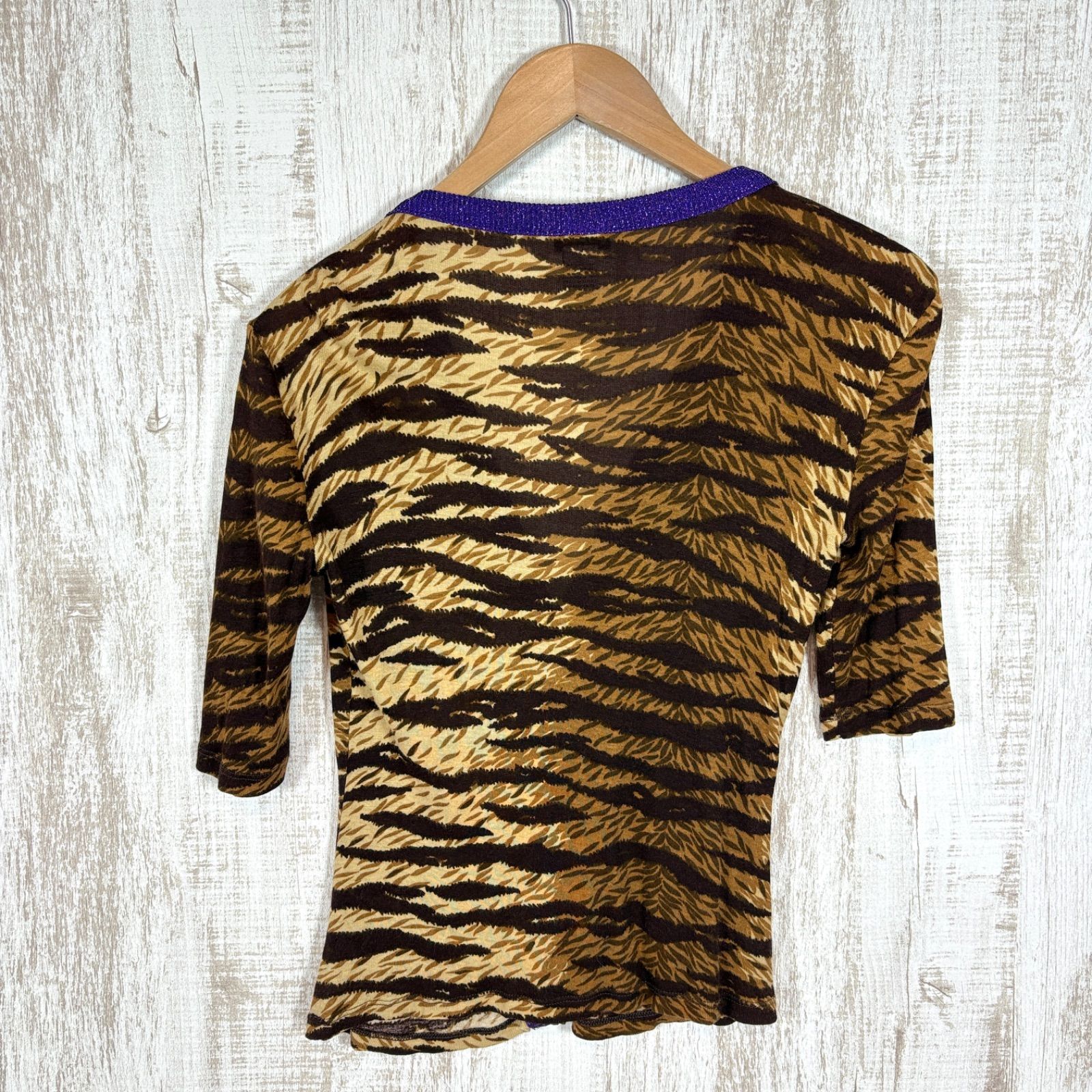 D-G DOLCE-GABBANA ドルチェアンドガッバーナ タイガー トラ アニマル 総柄 ラメ入り Vネック 5分袖 カーディガン