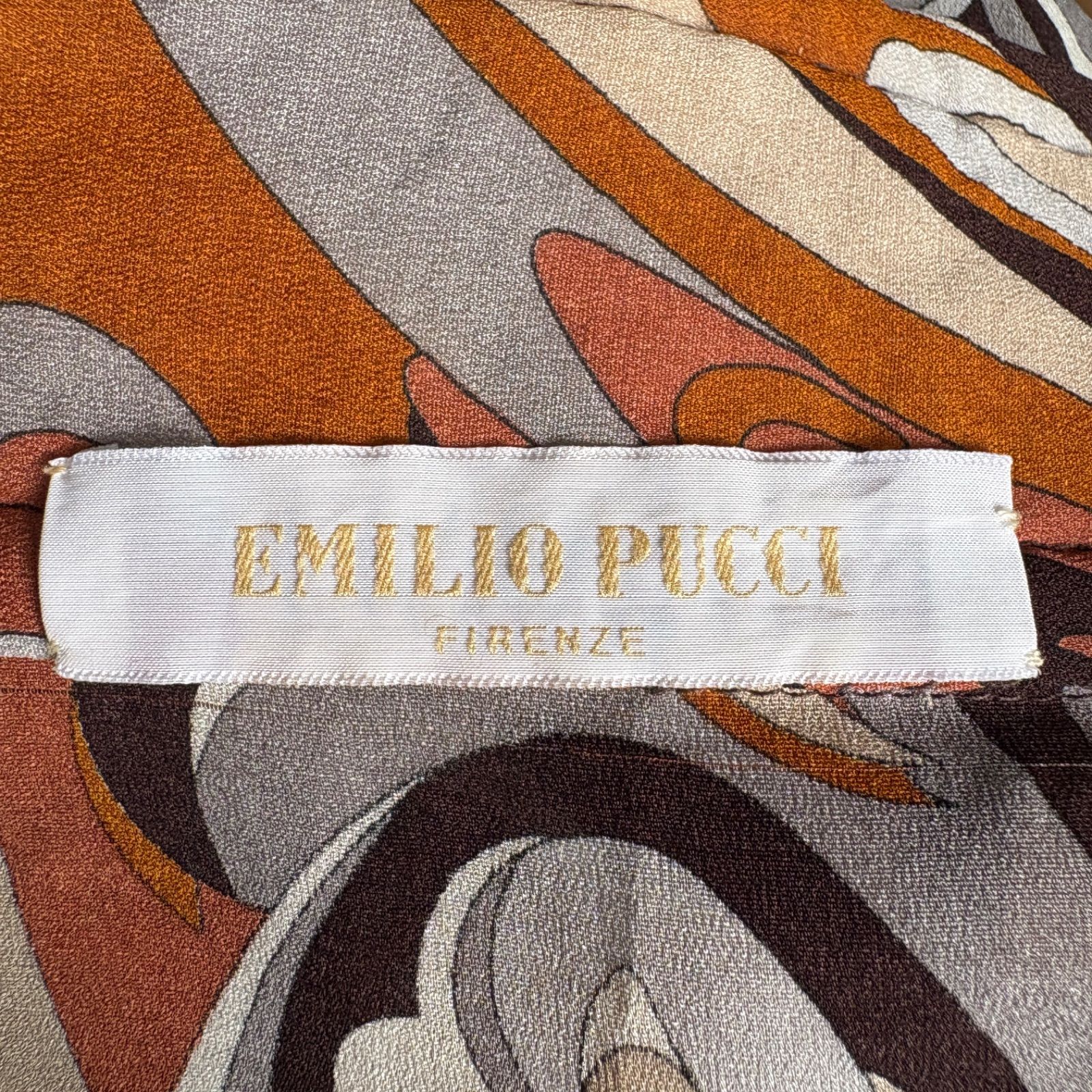  エミリオプッチ ブラウス ヴィンテージ シルク ハイネック ノースリーブ プリーツ ブラウン Emilio Pucci Blouse Vintage Silk High Neck Sleeveless Pleated Brown Italy 42 ノースリーブ シャツ ブラウス