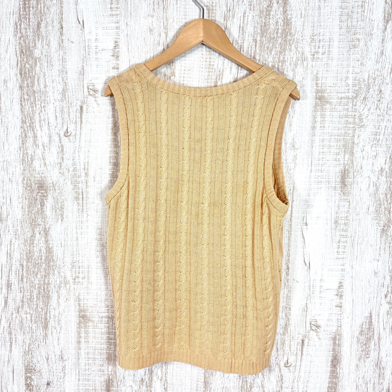 フランス製 CELINE ヴィンテージ セリーヌ ケーブルニット ベスト ベージュ