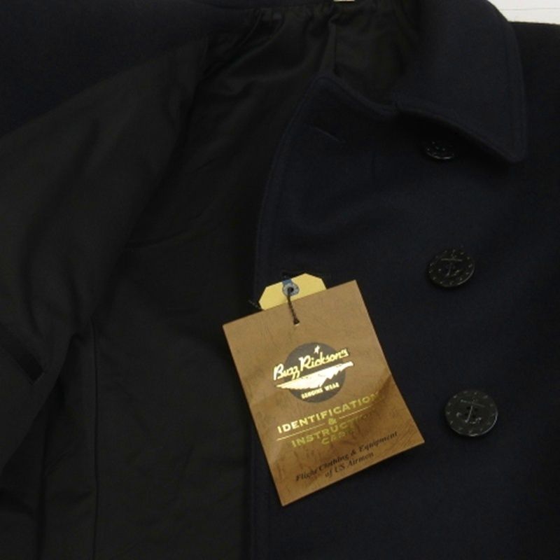 バズリクソンズ BUZZ RICKSON’S PEA-COAT NAVAL CLOTHING FACTORY ピーコート ニットメルトン BR11554 ネイビー 42 XL KANDAIZUMI_COM