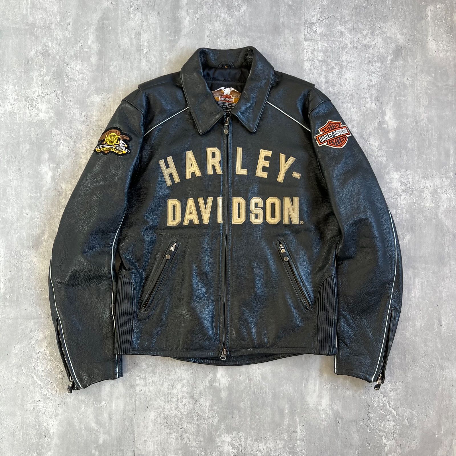HARLEY-DAVIDSON ハーレーダビッドソン 100周年記念 アニバーサリーレザージャケット 牛革 2003年製 Mサイズ ブラック系