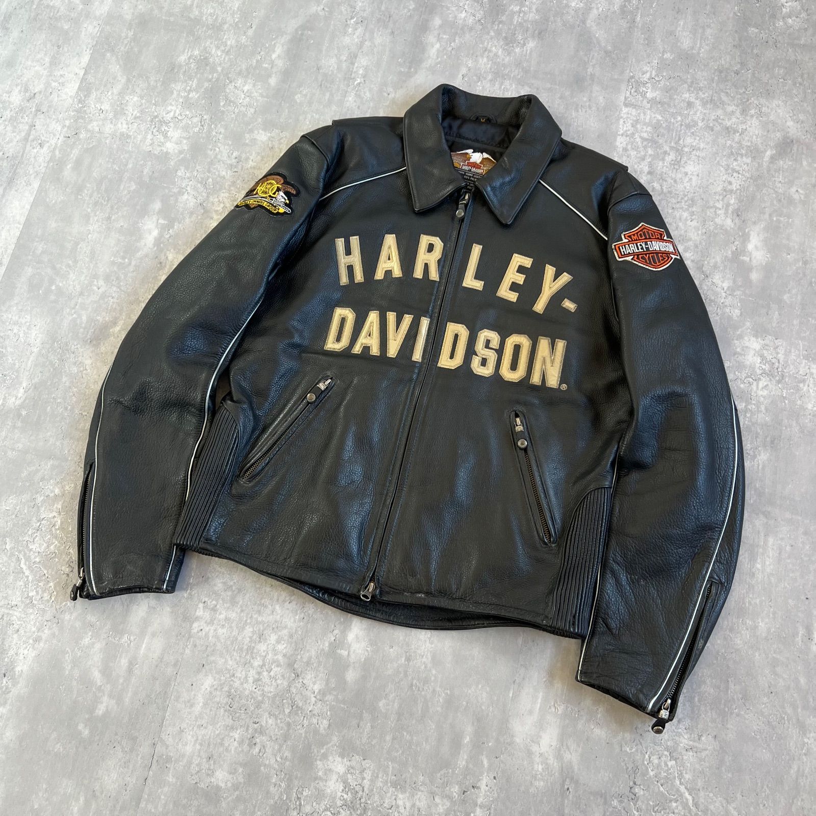 HARLEY-DAVIDSON ハーレーダビッドソン 100周年記念 アニバーサリーレザージャケット 牛革 2003年製 Mサイズ ブラック系
