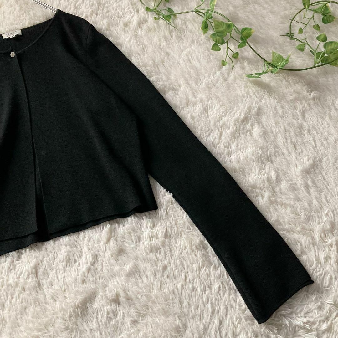 フォクシーブティック ニットボレロ カーディガン ウール 羽織り 黒 40