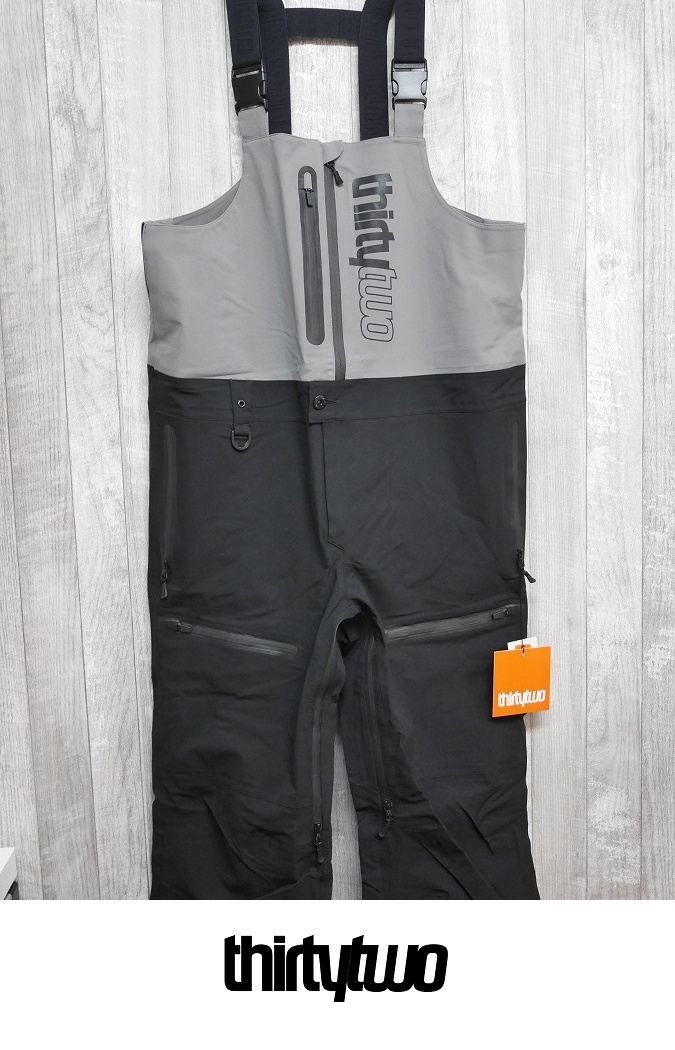 26 ThirtyTwo TM-3 RECYCLED BIB PANT - Mサイズ - BLACK GREY スノーボード ウェア 3レイヤー ビブパンツ