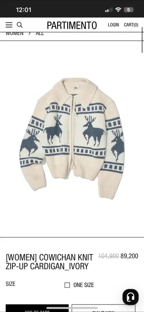 PARTIMENTO ウィメンズ カウチン ニット ジップアップ カーディガン_アイボリー F