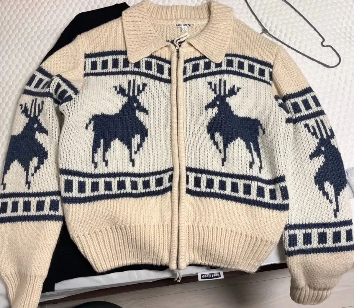 PARTIMENTO ウィメンズ カウチン ニット ジップアップ カーディガン_アイボリー F