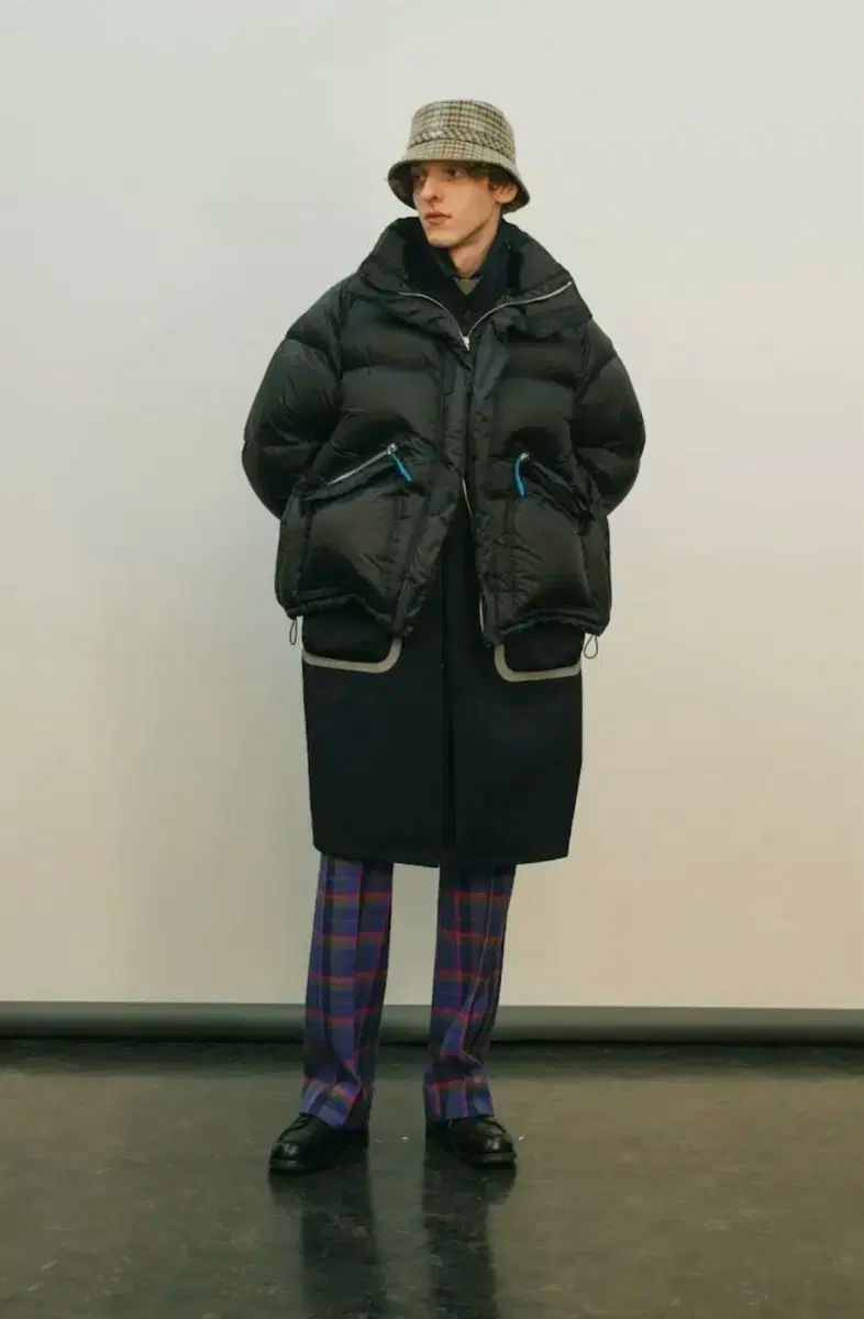 ネーム ハウンドトゥース バケットハット コーテッドバケット ウィンターバケットハット 冬帽子